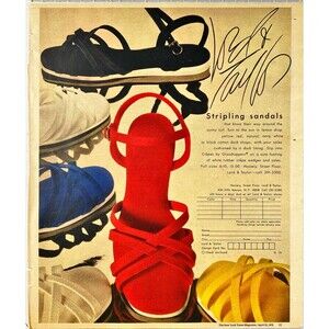 Lord & Taylor "Crepes by Grasshopper Stripling Sandals" Vintage Print Ad 1978